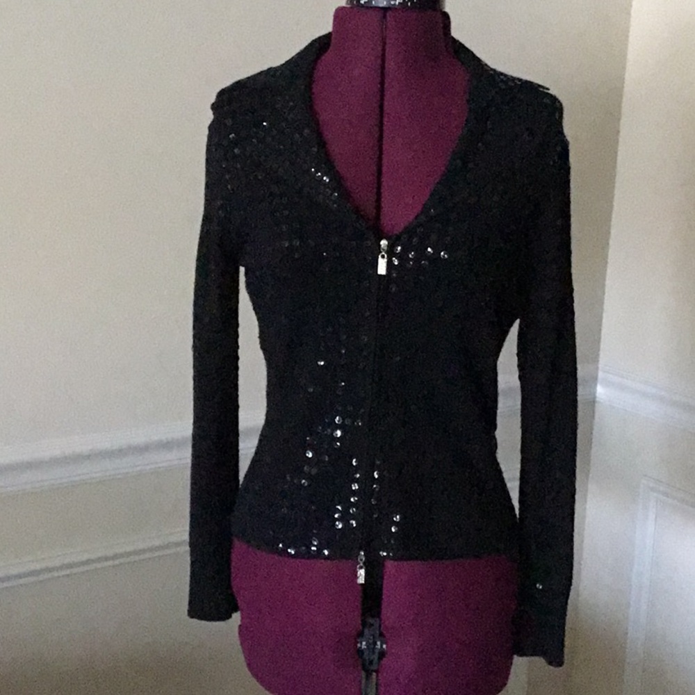 Belldini black knit sequined top size S